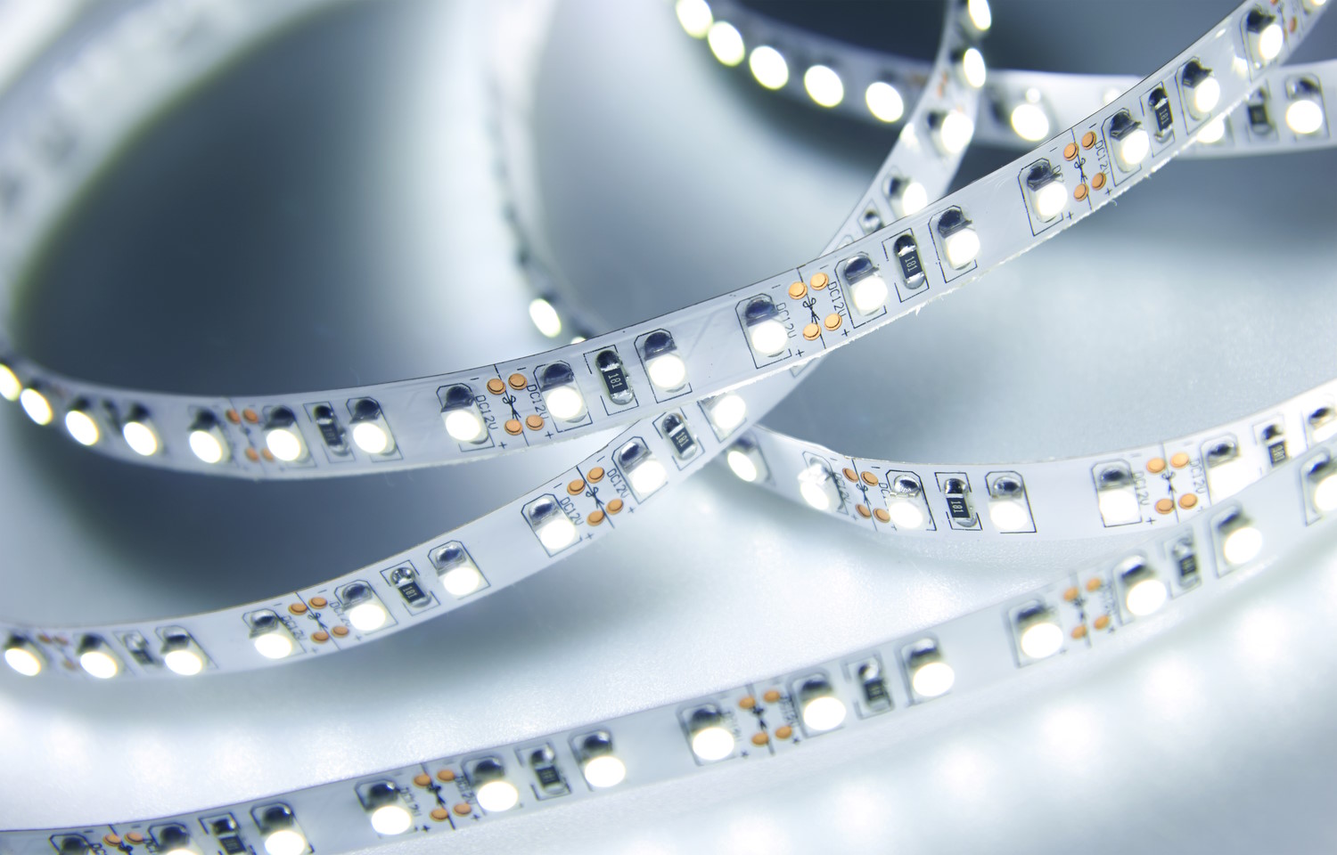 Primer plano de una tira LED